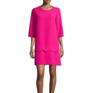 Kate Spade Scallop Shift Demi Dress Lined Half Sleeve Sweetheart Fuschia Pink